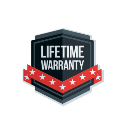 Lifetime Warranty Shield sign with ribbon illustration